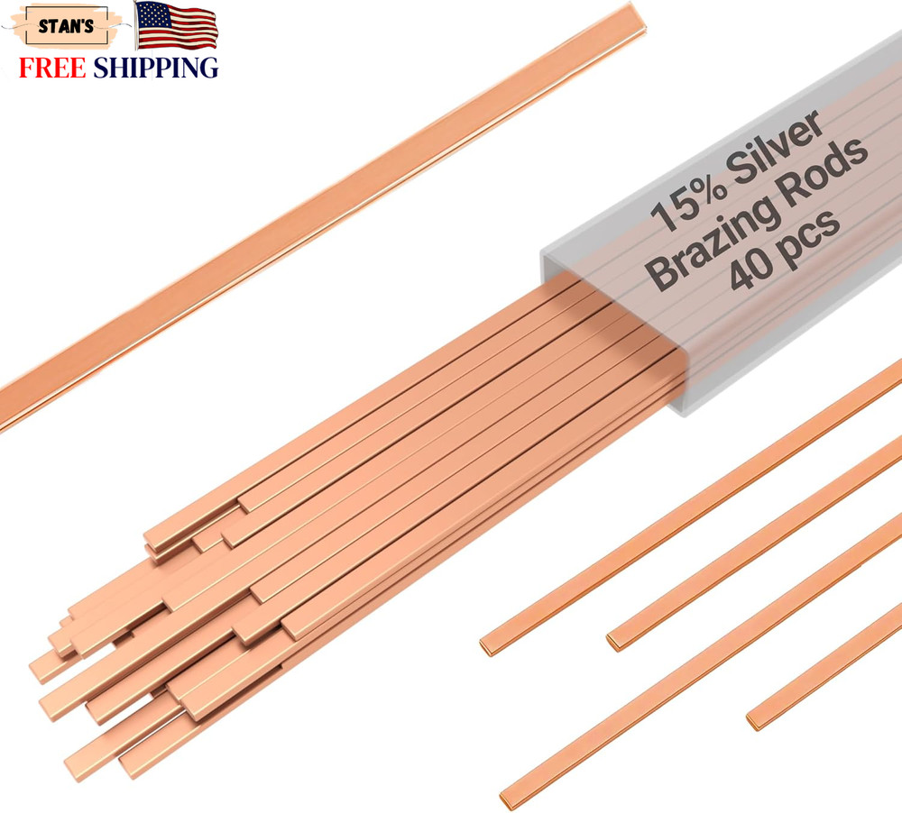 15% Silver Brazing Rods AWS Bcup-5 40 Sticks Silver Solder Phos Copper Brazing A