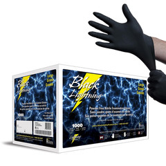 Black Lightning Exam Gloves, Disposable, Powder-Free Nitrile Gloves (1000, Mediu