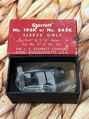 NOS Starrett 645K Sleeve Snug 5/16″ Post Hole & 1/4″ Gripping Hole