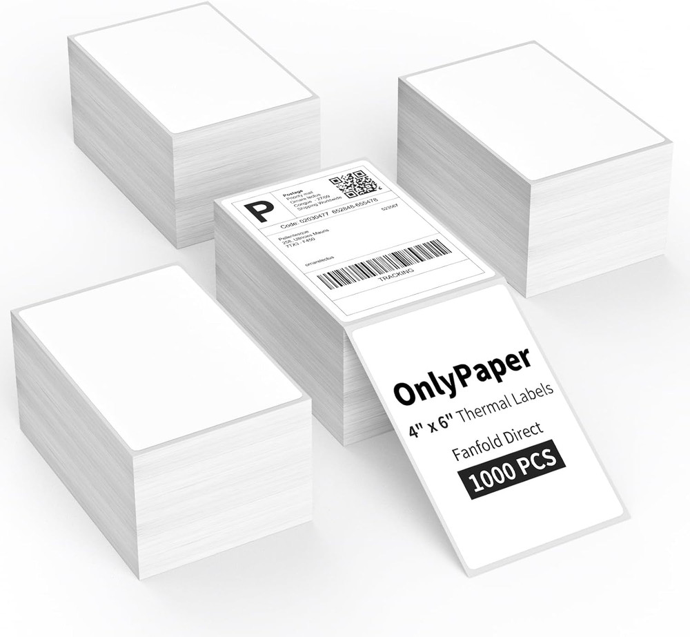 4×6 Direct Thermal Shipping Labels – 1000 Strong Adhesive Stickers for Rollo & Z
