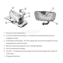 Dental Orthodontic Self-Ligating Brackets Ceramic Braces Roth MBT 022 Hooks 345