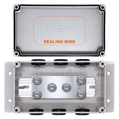 12-48V Heavy Duty 500A Bus Bar Tin-Plated Copper Block 6xM8(5/16″) Studs Wate…