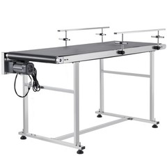 VEVOR Belt Conveyor PVC Stainless Steel Belt Conveyor 59″x23.6″ Double Guardrail