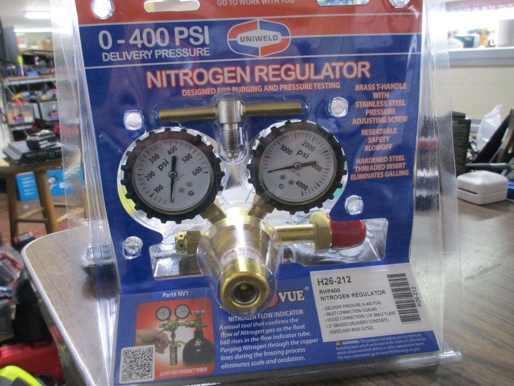 Uniweld h26-212 RHP400 Nitrogen Regulator With 0-400 PSI Delivery Pressure