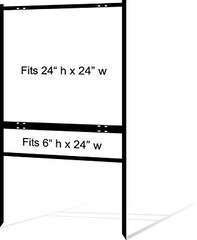 Real Estate Yard Sign Metal Frame, 24 x 24 Slide-In (1) Rider, Black (Pack of 1)