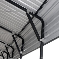 20x20ft Galvanized Carport, 400 sq ft, 10ft Open Side Walls, 27-gauge Roof