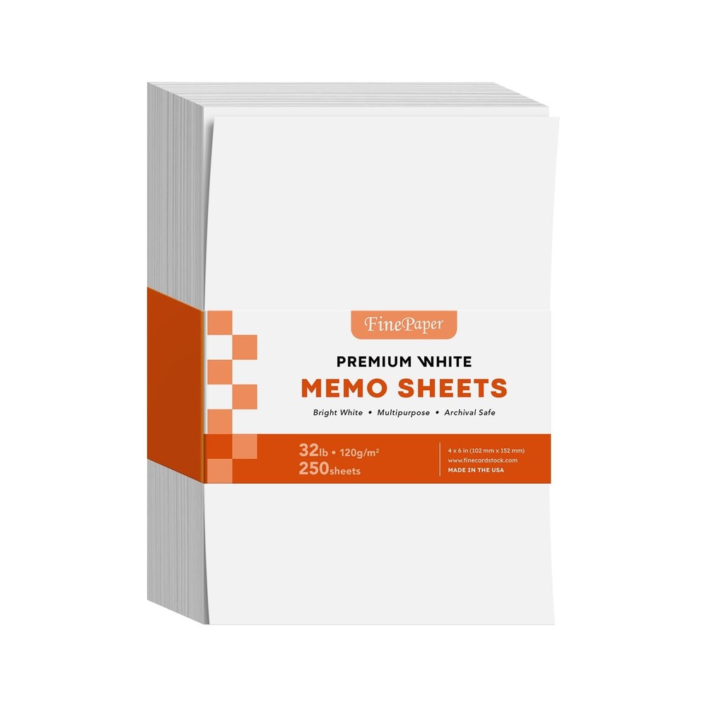 White Memo Sheets, Premium Weight 32lb Bond Unruled Loose Paper, Scratch Writ…