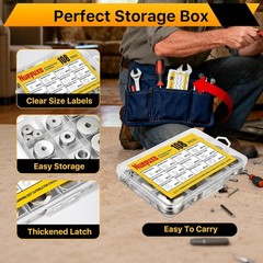 108Pcs 304 Stainless Steel Flat Washers, Fender Washers Assortment Kit 12 Sizes