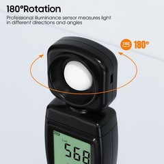 Digital Illuminance Lux Meter 0~200000 Lux Range with 180º Rotating Sensor Li…
