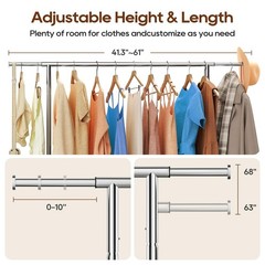TigerParty Heavy Duty Clothes Rack for Hanging Clothes, Adjustable 2-Tier Rod…