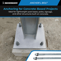 Sandbaggy 1″ x 12″ Threaded Concrete Anchor L-Bolts – Hot Dipped Galvanized
