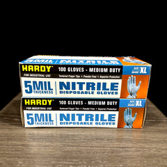 Hardy 68498 Nitrile Gloves (5MIL) MEDIUM DUTY 2 BOXES OF 100 XL