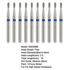 Dental Diamond Burs Pear Shape FG High Speed Bur 830 830L Friction Grip Coarse