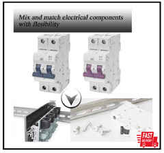 2 Piece DIN Rail Slotted for Hardware Components Mounting, Aluminum Din Rails