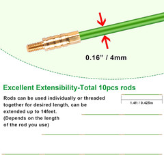 14FT Wire Fishing Tool Fish Tape Cable Rods, Bright Green Wire Puller with 5 Dif