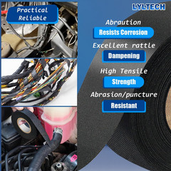 Wire Harness Tape 7 Rolls, Polyester Fabric,Flame Retardant,At 257℉ to -40℉, Wir