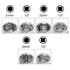 5pcs 6-Point Shallow Socket 1/2″ Drive 20mm 21mm 22mm 23mm 24mm Cr-V Metric