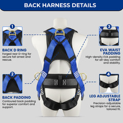 Sorano Safety Harness Fall Protection –Upgraded 4 Quick Buckles, Roofing Harness