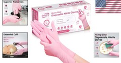 Soft Touch Cherry Blossom Nitrile Gloves – 6mil Thick, Disposable for Cleaning