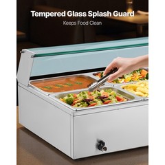 Uimoso Commercial Food Warmer 8-Pan 1700W Buffet Bain Marie with Glass Lid