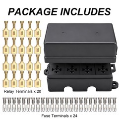 12V Fuse Relay Box with 4 Relays & 12 ATC/ATO Blade Fuses for Cars, Trucks, Boat