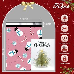 Christmas Poly Mailer 14.5×19 Inch 50 Pcs Waterproof Shipping Bags for Clothi…