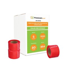 864 Rolls Narrow Banding Packing Stretch Wrap 5″x 1000′ 80 Gauge Red Shrink Flim