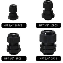 38pcs Waterproof Cable Glands Nylon IP68 Wire Connector Set PG7 PG9 PG13.5 PG21