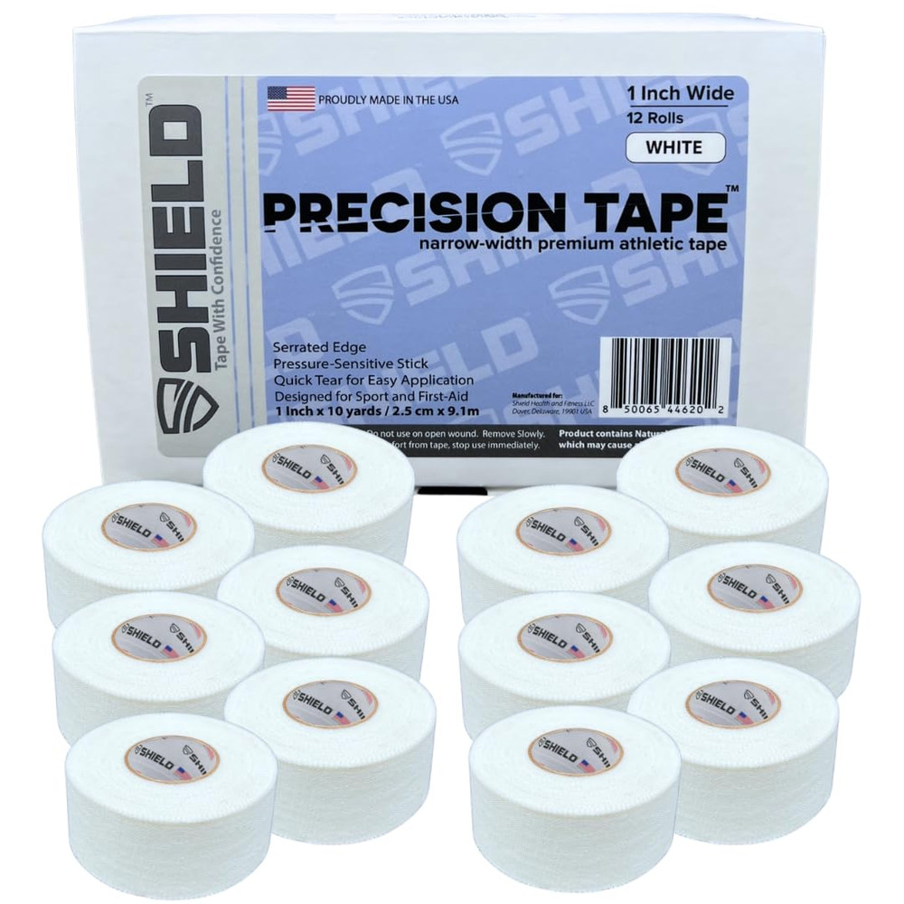 1 Inch Athletic Tape – Precision Tape 12 Pack – Strong Cotton, No Residue – Made