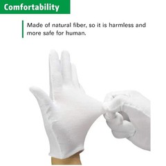 3 Pairs White Cotton Gloves Moisturizing SPA Eczema Work Liner Inspection