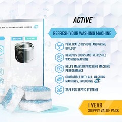 Washing Machine Cleaner Tablets 24 Pack Descaler HE Front Top Load Washer