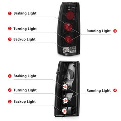 2pcs Rear Side Smoke Lens Black Housing Tail Lights GMC Chevy 127-10204