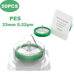 50Pcs Sterile Syringe Filter 33mm 0.22 Micron PES Membrane Hydrophilic, New