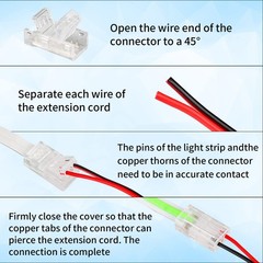 HOMELYLIFE 2Pin COB LED Strip Connectors 8mm Soldless 10 Pack with 8mm, Red