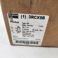 DAYTON HVAC 71903585 MOTOR 1/15 HP 208-230V 1300-1550 RPM 3RCX9B 5/16” Shaft