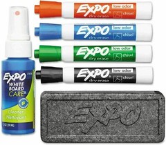2 Packs of Dry-Erase Starter Kit, Pack Of 4 Markers, Eraser + Spray Cleaner