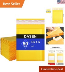 Eco-Friendly 50 Pcs Yellow Kraft Bubble Mailers 3.5×5 Inch – Reliable Protection