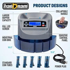 USD Coin Sorter Coin Counter Wrapper and Roller 270 Coins/min LCD Display