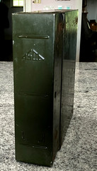 Vintage Asco Industrial Metal Book Storage Box w/Latch and Folder* Wear