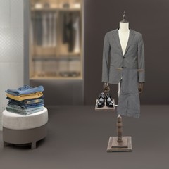 Male Clothing Display Rack Store Male Clothing Display Props Height Adjustable