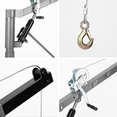 1100 lbs Pickup Truck Crane Hoist Crane 360° Swivel Hoist Lift with Manual Winch