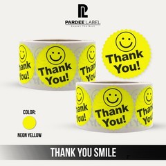 Thank You Stickers Neon Yellow 2” Starburst 250 Labels Per Roll | PardeeLabel