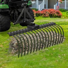 48″ Tractor Rake with 2″ Receiver 17 Steel Tines for Lawn Tractors ATVs / UTVs