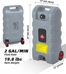 🔥57L (15 Gallonen) mit Handpumpe & Schlauch, Siphon 7,5L/min – Rollbarer Krafts