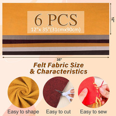 6 Rolls 12″X35″ 1.4Mm Thick Soft Felt Fabric Sheet 6 Assorted Maillard Series Co