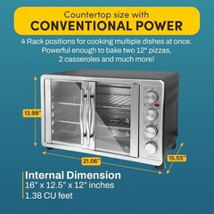 Convection Oven French Door Toaster Oven 18 Slice Rotisserie 45L Stainless Steel