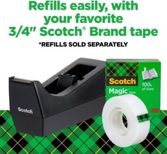 1 INCH Desktop Tape Dispenser Double-Sided Tabletop Fits Standard Rolls, Black
