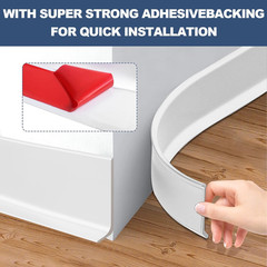 Self-Adhesive Vinyl Baseboard Trim, 4″ x 147.6′ Peel and Stick White Molding