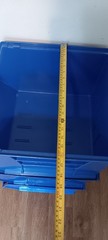 Lot Of 3 Akro-Mils 30270 Blue Hang/Stack Storage Bins Plastic; 18″X 16 1/2″X 11″