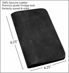 Leather Journal Cover for Field Notes, Small Pocket Size Notebook 3.5″ X